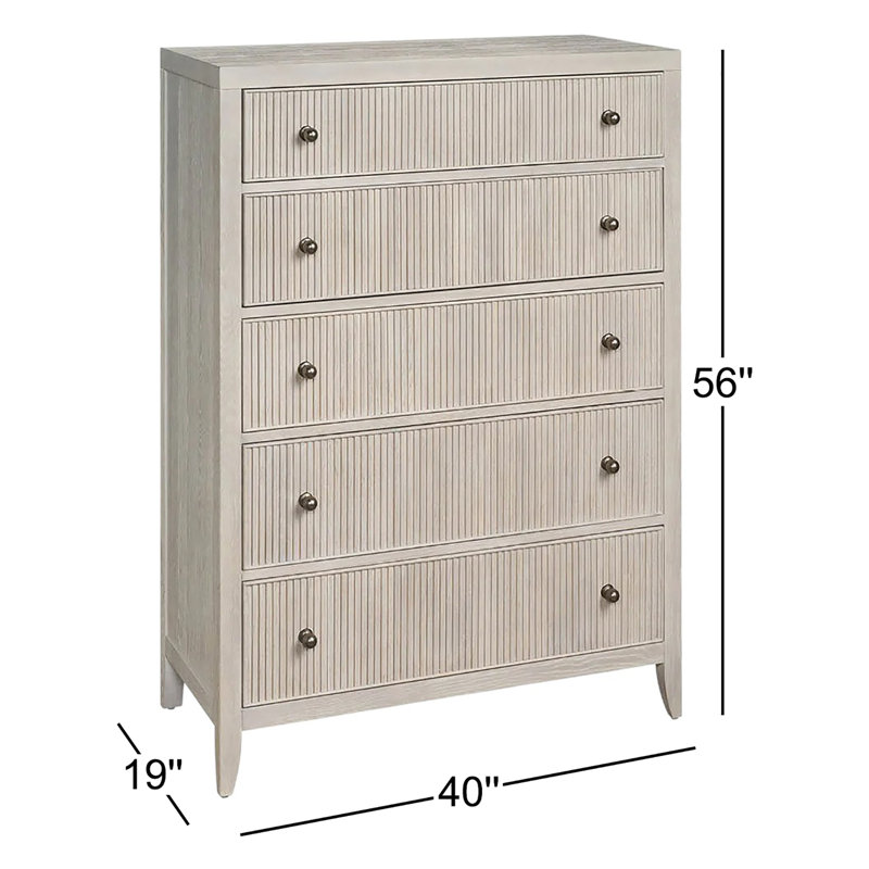 Caterina 5-Drawer Chest, White Oak
