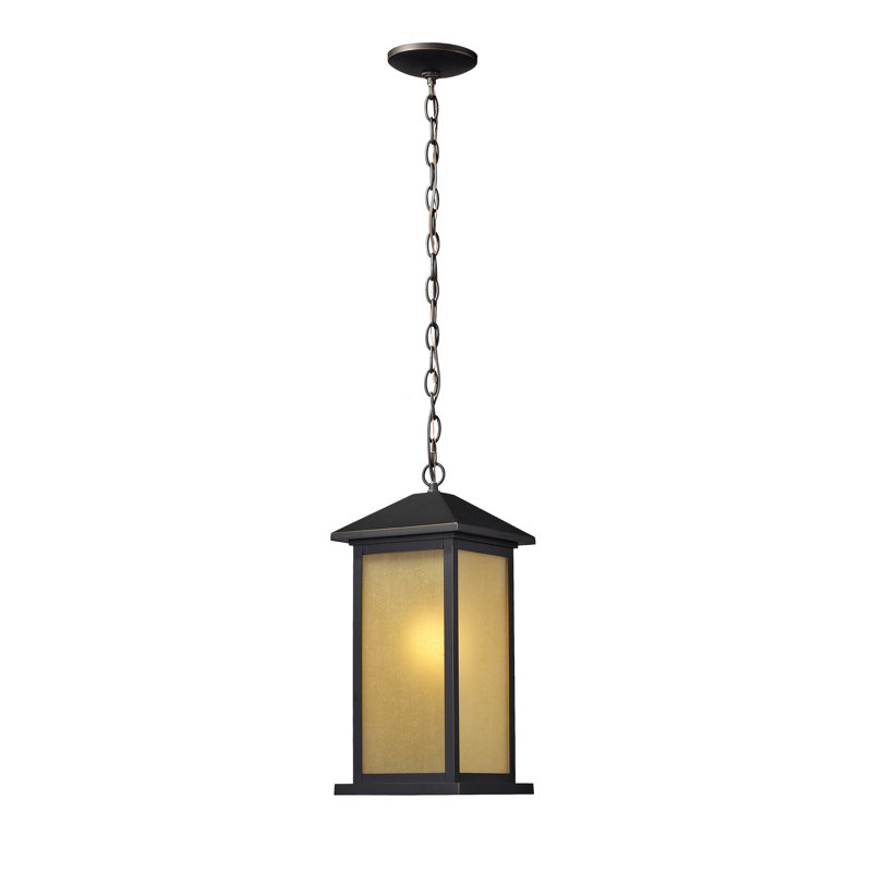 Lanterne suspendue d'extérieur à 1 ampoule Perino, H 20,75 po x l 9,50 po, Bronze huilé
