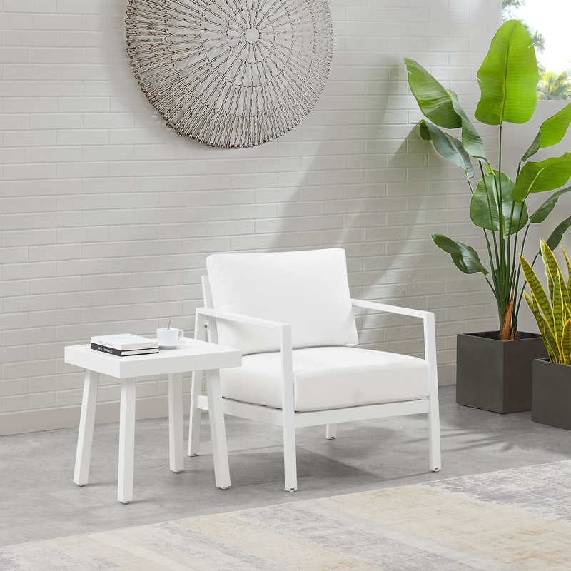 Armando Aluminum Outdoor Lounge Chair, Canvas White Sunbrella® Canvas, White