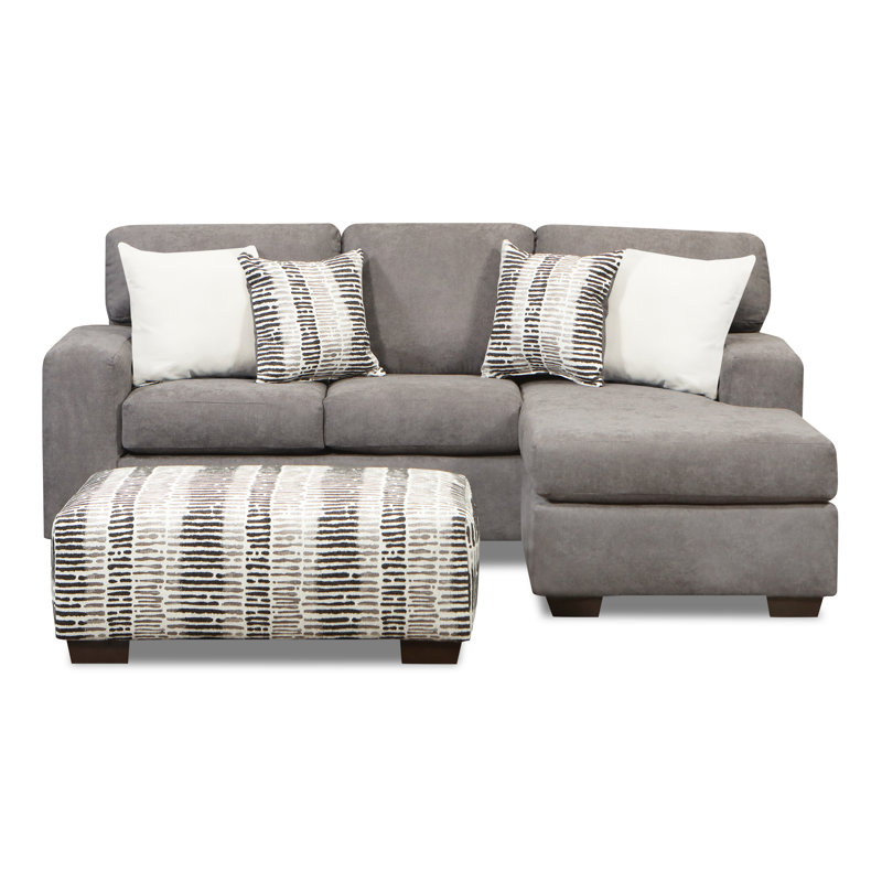 Polyester Reversible Sofa & Chaise with Ottoman