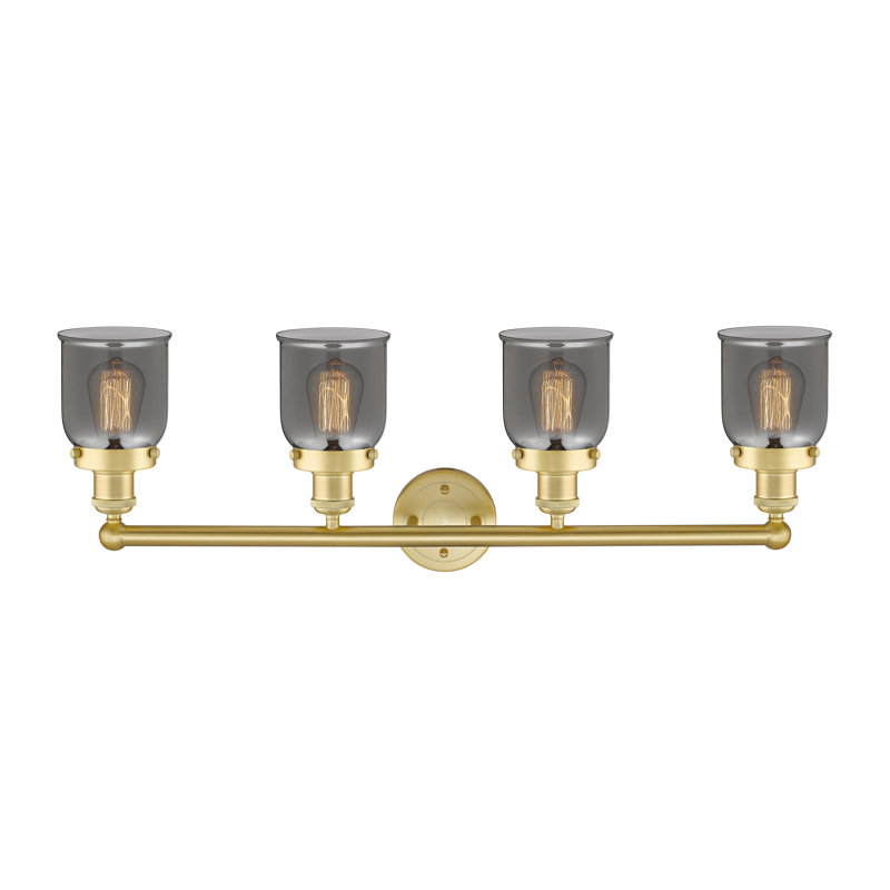 Éclairage pour meuble-lavabo à 4 lumières à intensité variable Asheton, Plaqué couleur fumée, Or satiné