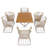 7‑Piece Outdoor Patio Dining Set, Rectangular Teak Finish Wooden Table with 6 Wicker Chairs & Beige Cushions, Sturdy Beige Steel Frame, Weather‑Resistant Furniture for Backyard, Deck, Garden
