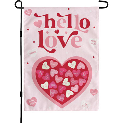 Décorations de la Saint-Valentin - Drapeau de jardin « Bienvenue » en forme de cœur | Décorations et articles de fête pour la Saint-Valentin, bannière double face pour jardin, porche, terrasse, pelouse, cour, maison, 30 x 45 cm