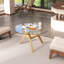 Round Coffee Table with Solid Wood Legs, Minimalist Tempered Glass Table-226824270