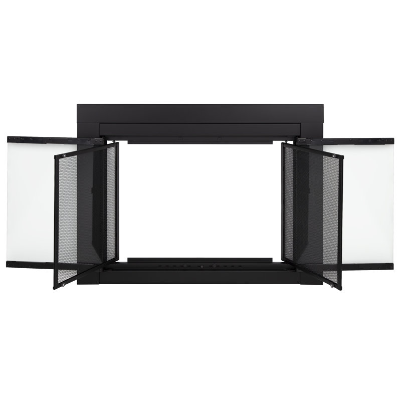 Portes de cheminée en acier de style armoire Abdal, H 28 po x l 37,5 po x P 0,95 po, Noir