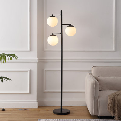 Lampe sur pied à DEL moderne en métal Mid-Century 3 lumières Grafton