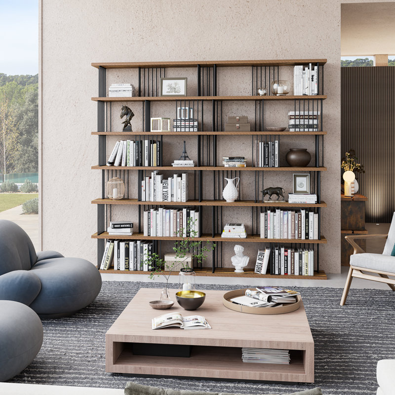 Noractur Iron Standard Bookcase, (6 Shelves) 86.8" H x 94.4" W x 11.8" D