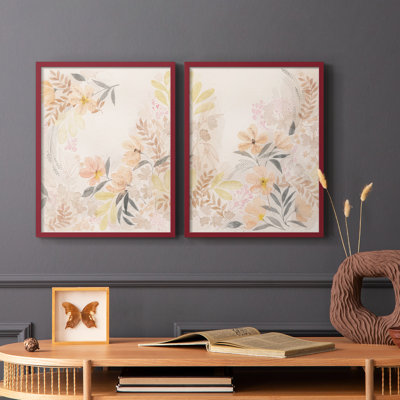«Windswept Wildflowers I», reproduction encadrée de qualité supérieure - prête à être accrochée - aucun clou requis - aucun clou requis