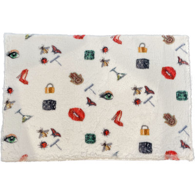 Abstract Area Rug in White
