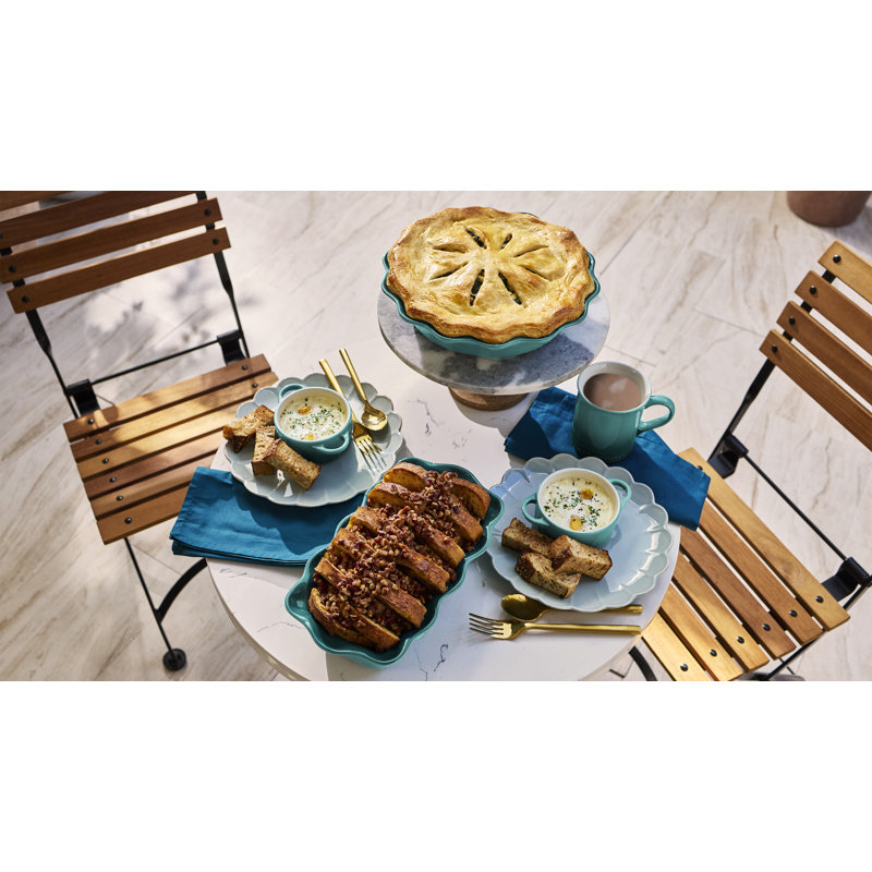 Le Creuset Stoneware Heritage Fluted Pie Dish, 9 In. - Blue Riviera