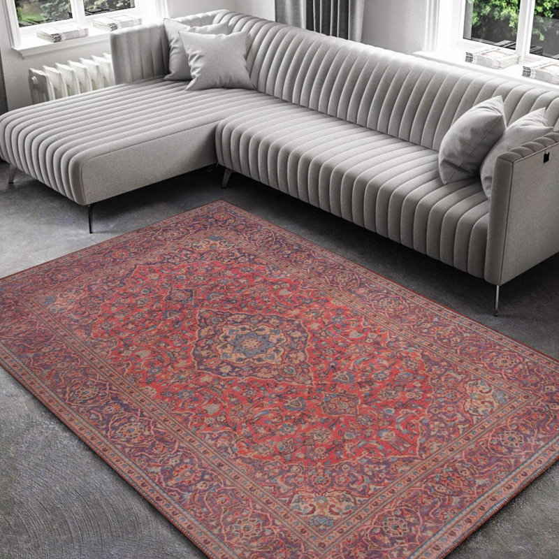 Luxurious Machine Washable Carpet, 100% Polyester, 7.5 x 10.8 Feet | Pile Height: 0.2 Inches, 1850 g/m² | Recycled Poly Cotton Underside, Easy Care, Perfect for Living Room & Bedroom, Soft & Durable Design