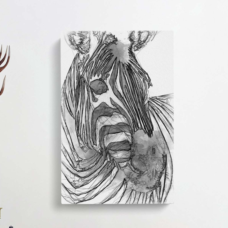 Sketch Of A Zebra In Abstract - Wrapped Canvas, 91cm H x 60cm W x 3cm D