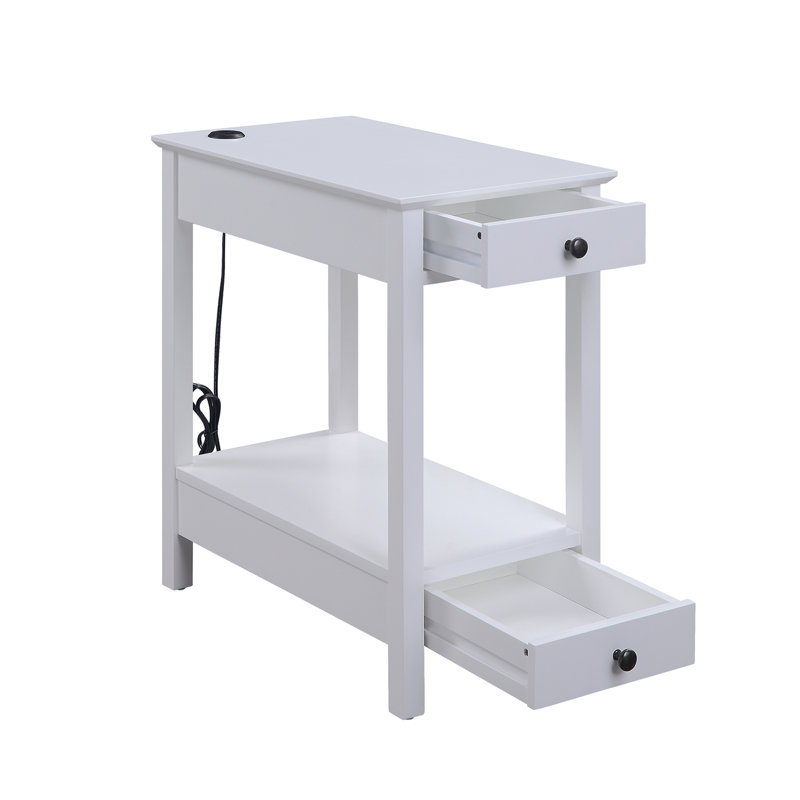 Table d'appoint Byzad à finition blanche avec USB