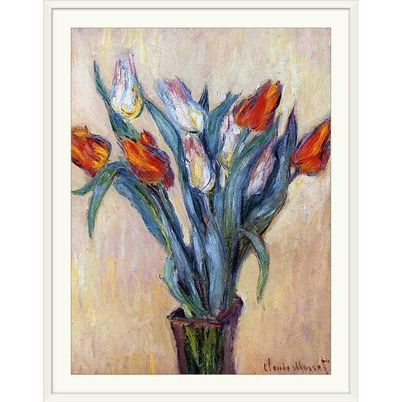 «Classic Art Tulips» par Claude Monet, H 24 po x l 20 po x P 1 po, Cadre noir