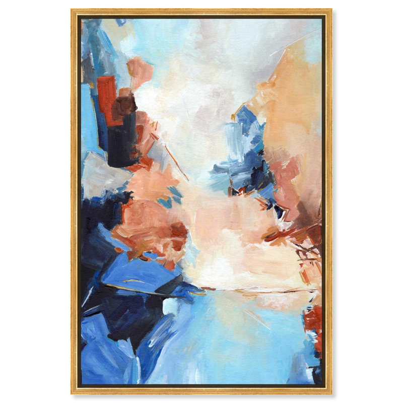Break the Silence Canvas Abstracts colorés par , H 46 po x l 31 po, Cadre flottant doré