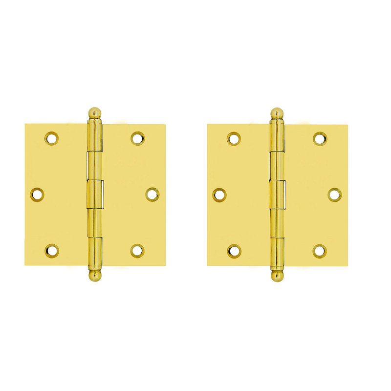 Solid Brass Mortise Hinge, 4.25'' H x 2.5" W x 2.5" D, Polished Brass