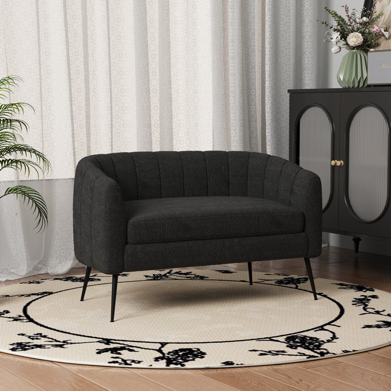 Mini causeuse en chenille 50,2 po, Noir