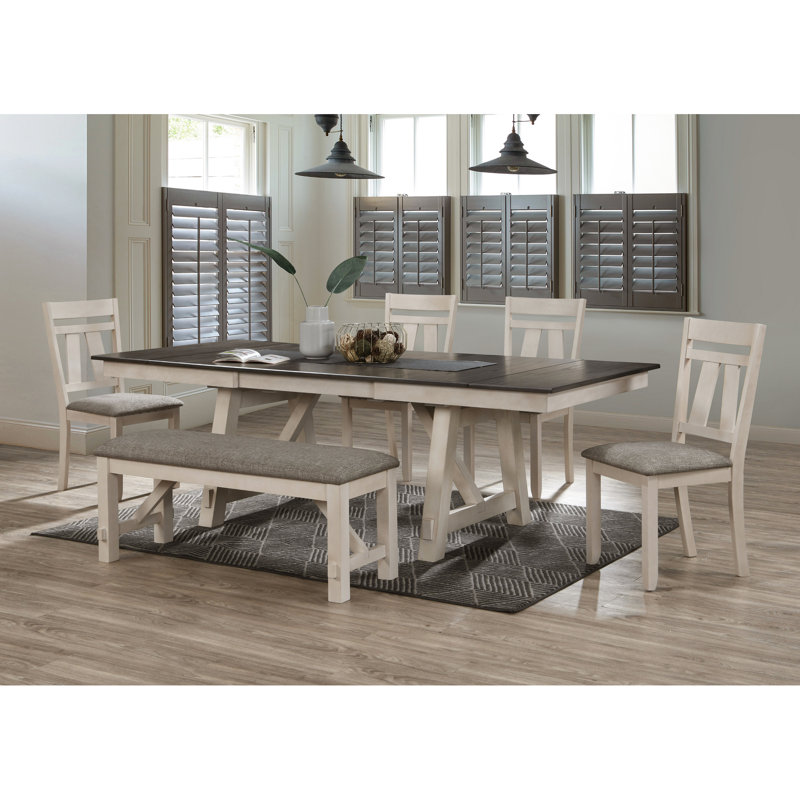 Banc rembourré gris craie pour la salle à manger et la chambre à coucher, chalet transitionnel, bois massif, pieds carrés, banc à coussin épais de 76 mm, utilisation dans la chambre à coucher