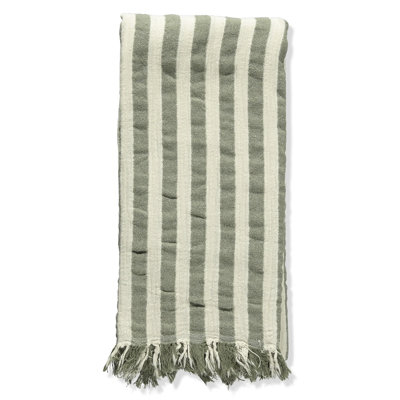 Green Amalfi Stripe Turkish Cotton Towel