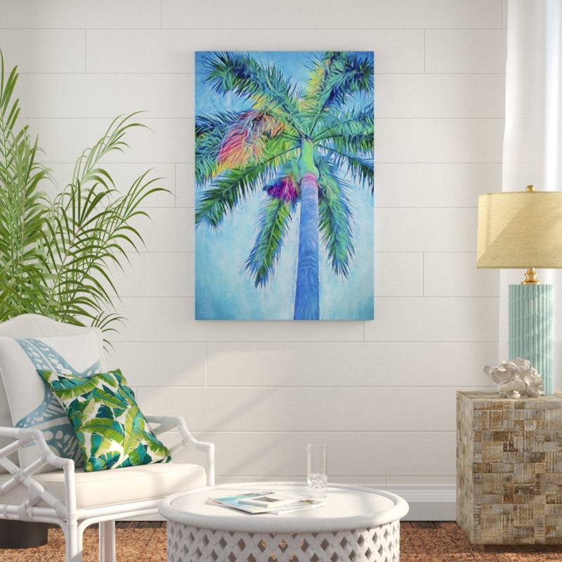 «Royal Palm Caribbean I», peinture sur toile, H 48 po x l 32 po, Toile tendue