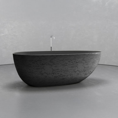 Baignoire ovale autoportante en fer noir texturé 62,8 po x 30,3 po Vast Studio