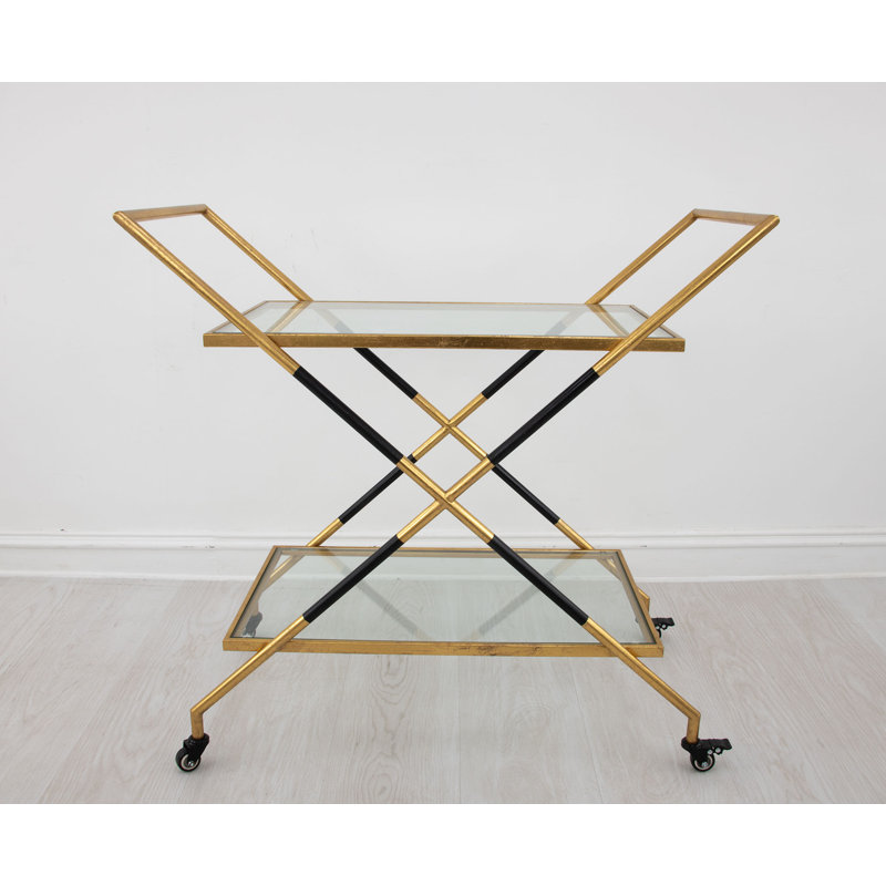 Lisa Bar Cart, Gold/Black