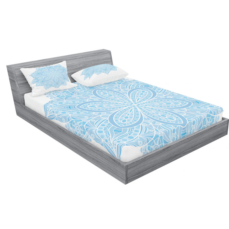 Mandala Microfiber Fitted Sheet, Queen Sheet Set with Fitted Sheet, Mandala 3