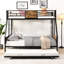 Lit superposé simple au-dessus d'un lit double en métal noir et brun avec lit gigogne, garde-corps sur 2 côtés, moderne pour la chambre à coucher, peu encombrant, structure, sommeil silencieux, rangement facile, assemblage simple