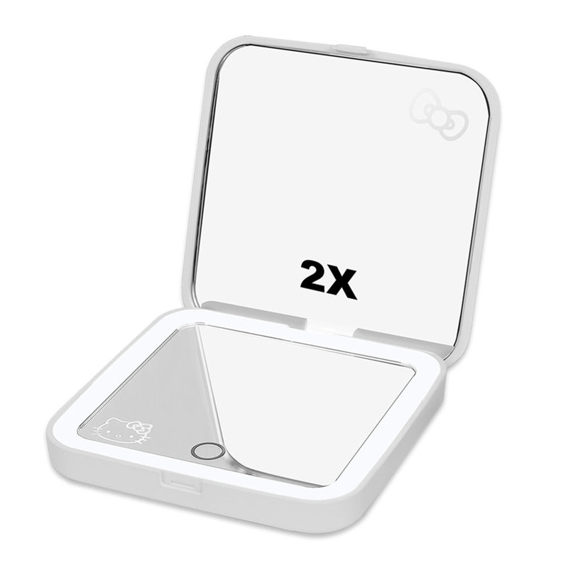 Supercute Lighted Compact Mirror with Touch Sensor Switch for Adjustable Brightness 2X Magnification, White