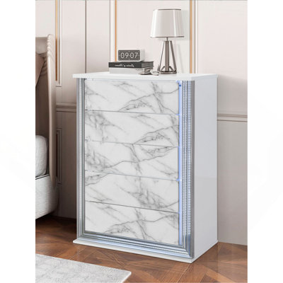 Commode en marbre blanc lune avec DEL