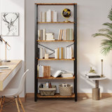 Bookshelf, 31.5In Wide Shelf 6 Tier Bookcase, 110Lbs/Shelf Industrial Bookshelves