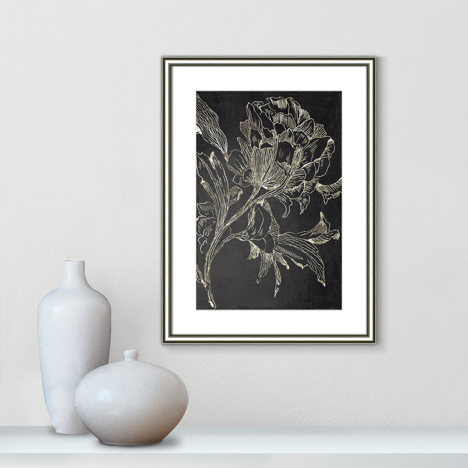 Clarendon "Golden Flower Folklore I" Print, 24.25" H x 18.25" W, Silver Framed