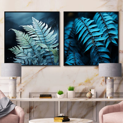 Ferns Ruby Essence - Ensemble de 2 collages floraux carrés