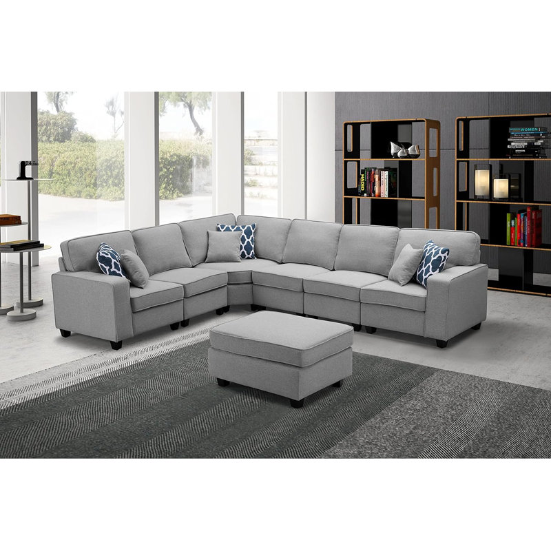 Canapé modulaire avec repose-pieds 7 pièces Latitude Run®