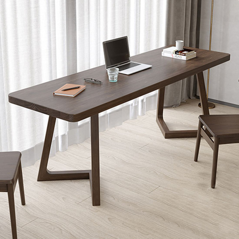Bureau d'écriture rectangulaire en bois massif brun noisette, H 29,53 po x l 78,74 po x P 23,62 po