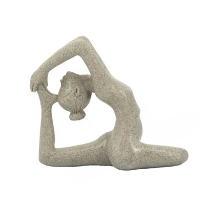 Figurine de yoga en résine et pierre beige 8,5 po x 4,5 po x 7,5 po