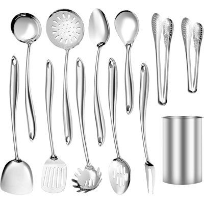 Ensemble d'ustensiles de cuisine 12 pièces en acier inoxydable de qualité supérieure - Gadgets de cuisine résistants à la chaleur