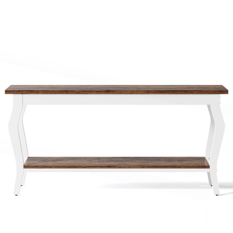 Console rétro de 70,9 po de style français avec canapé très long et 2 tablettes