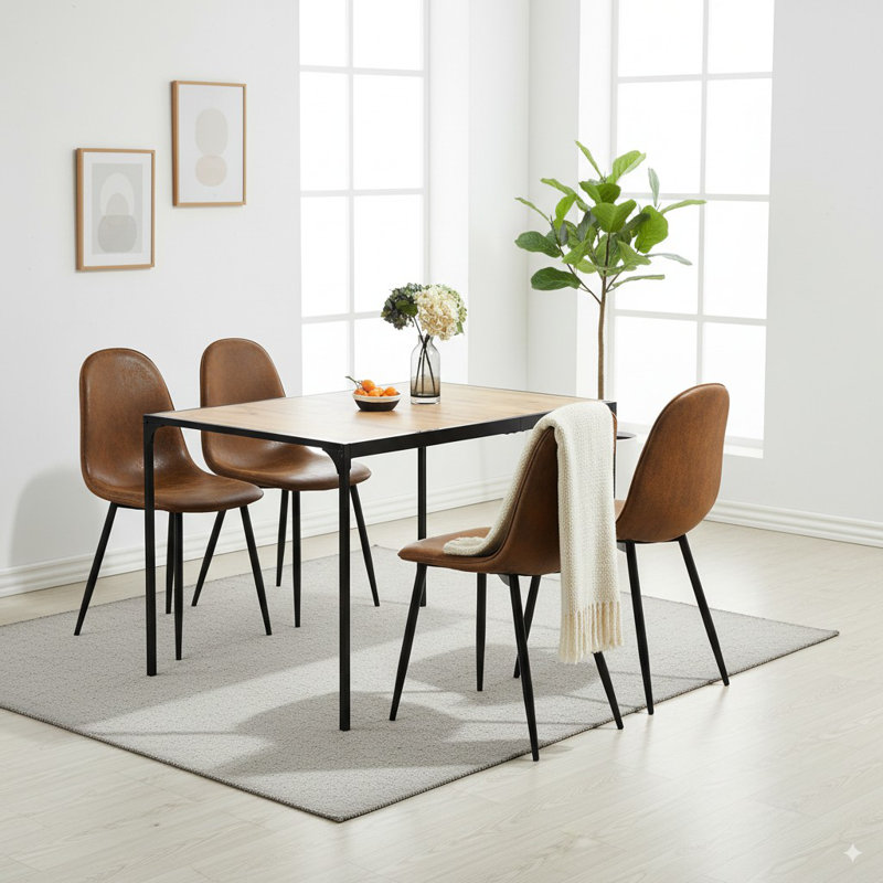 Milliken Oak Effect Dining Table, Dark Brown Wood