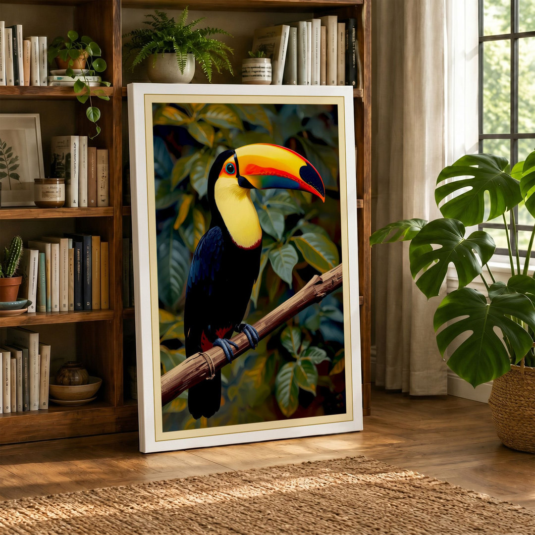 Toucan on Branch Tropical - Wrapped Canvas