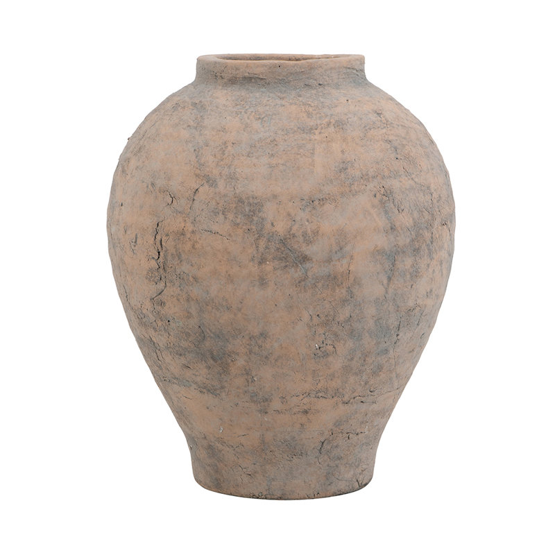 D9.5X11" Round Terracotta Vase With Earthy Texture