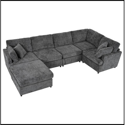 Canapé modulaire en U avec repose-pieds mobile
