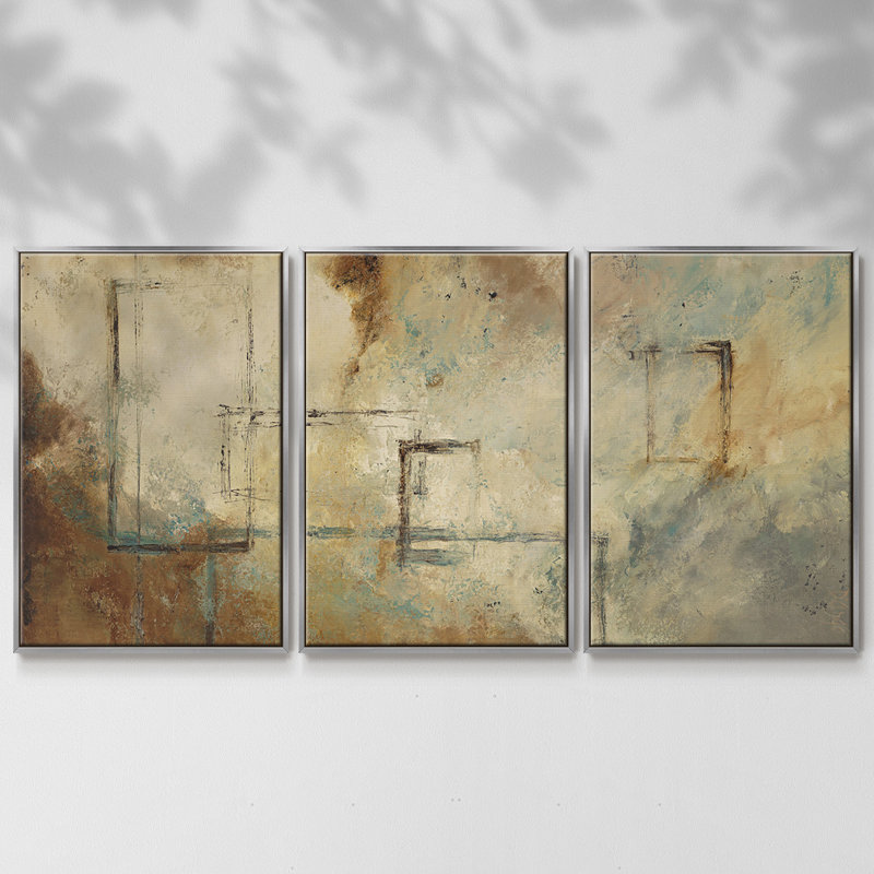 Zen Path II - Toile encadrée multi-pièces, Argent, H 24 po x l 48 po x P 2 po