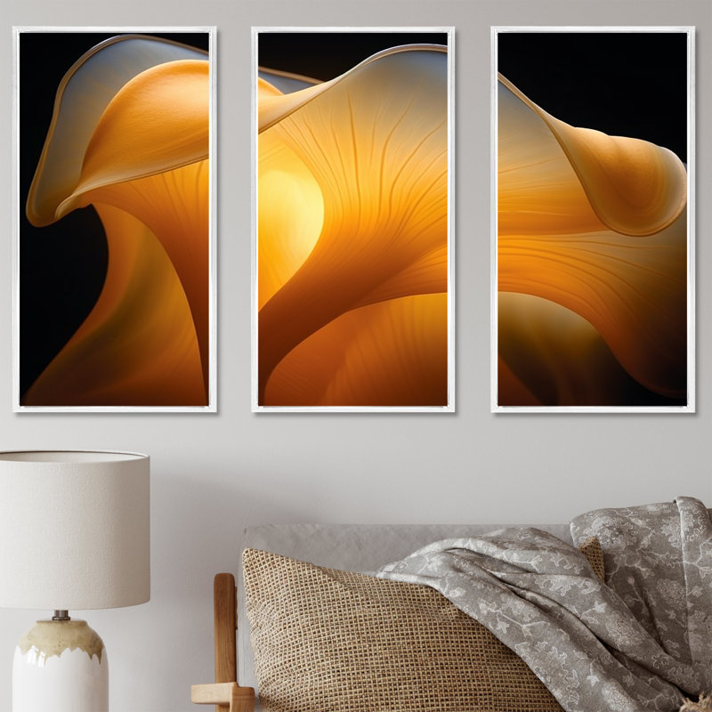 «Yellow Flower Sunlight Photo», ensemble de reproductions d'art mural, Cadre flottant blanc, H 40 po x l 60 po x P 1 po