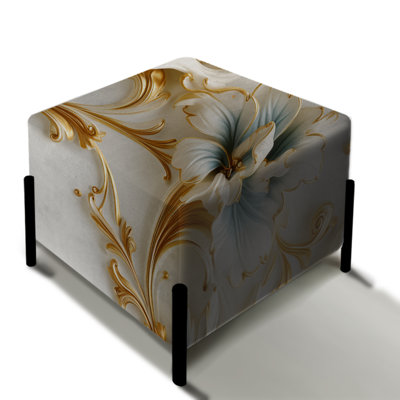 Vintage Ornamental Corners Victorian Pattern - Damask Square Ottoman
