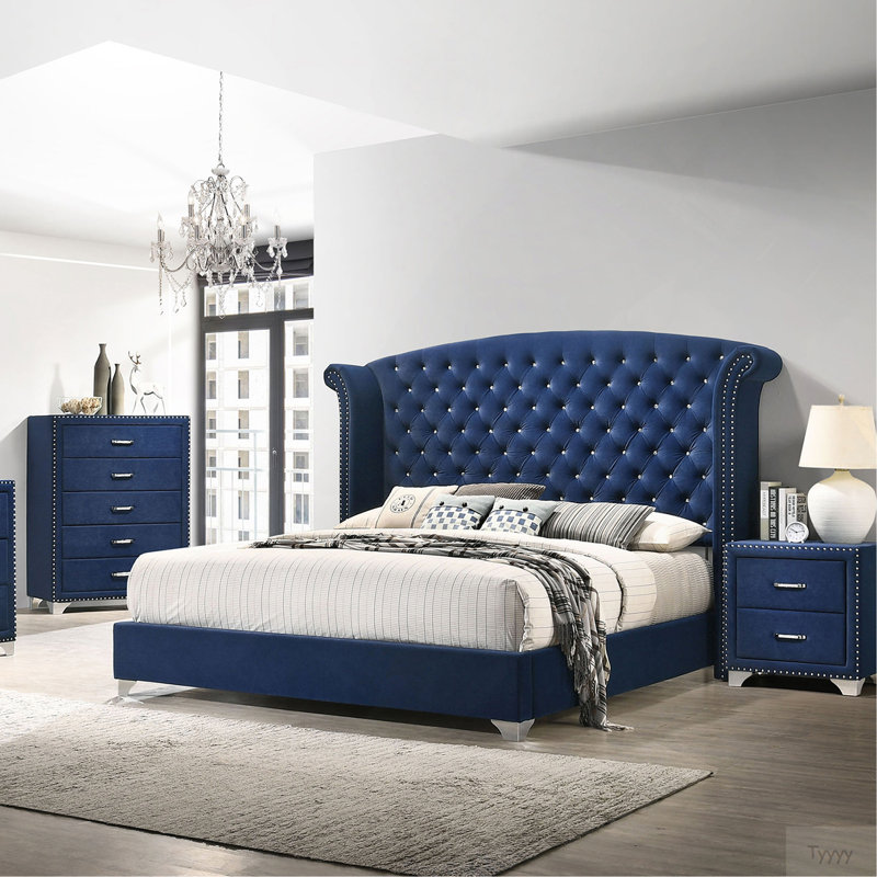 Commode rembourrée 6 tiroirs Kennedy Pacific Blue, Bleu