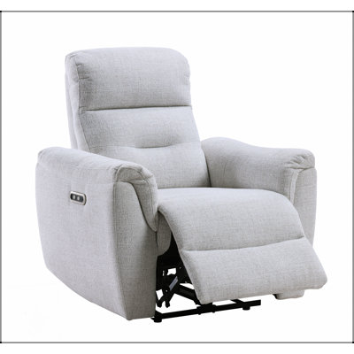 Eastre Gray Chenille Power Motion Recliner With USB And Type C Charging Ports For Modern Comfort
