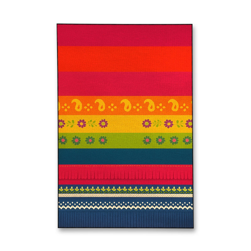 Tapis bleu tissé lavable rétro Mosso, 2'4" x 3'11"
