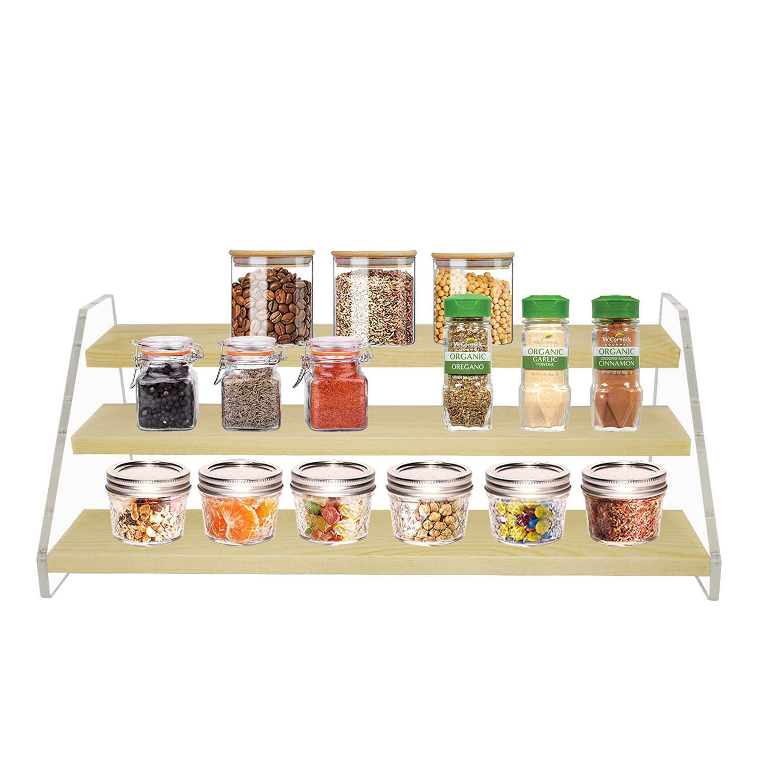 Morvat Bamboo Wood Spice Rack Organizer, Wooden Spice Rack, Wood Spice Organizer