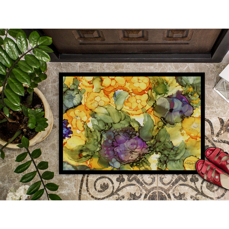 Westerfeld Non-Slip Floral Outdoor Doormat, Rectangle 2' x 3'